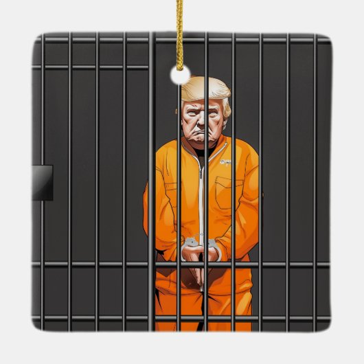 Ornement En Céramique Trump en prison Carré en céramique (Dos)