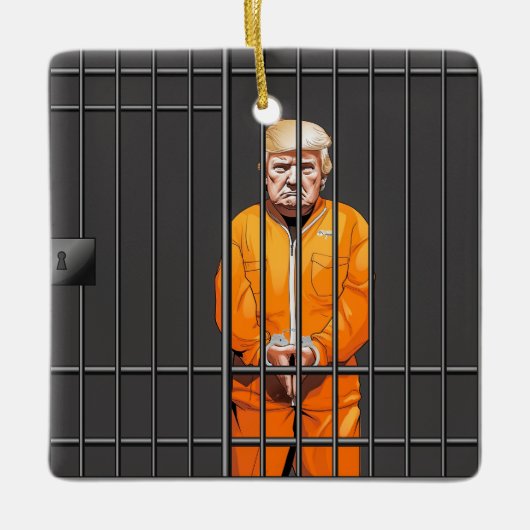 Ornement En Céramique Trump en prison Carré en céramique (Devant)