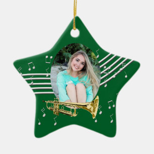 Ornement En Céramique Trumpet Music Green Star Ceramic Ornament
