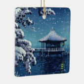 Ornement En Céramique Tsuchiya Koitsu - Neige sur l'Ukimido à Katada (Droite)