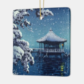 Ornement En Céramique Tsuchiya Koitsu - Neige sur l'Ukimido à Katada (Gauche)