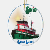 Ornement En Céramique Tugboat Ohio (Gauche)