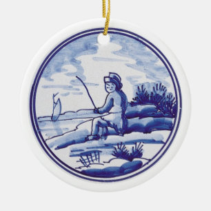 Ornement En Céramique Tuile bleue traditionnelle néerlandaise