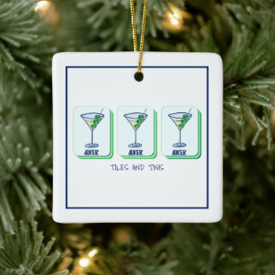 Ornement En Céramique Tuiles et Tinis Mahjong Martini Personnalisé
