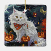 Ornement En Céramique Turc Angora Chat Halloween Éffrayant (Dos)