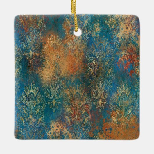 Ornement En Céramique Turquoise Cooper Patina (Devant)