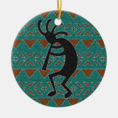 Ornement En Céramique Turquoise Sud-Ouest Kokopelli Conception tribale (Devant)