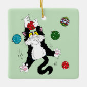 Ornement En Céramique Tuxedo Black White Christmas Cat (Devant)