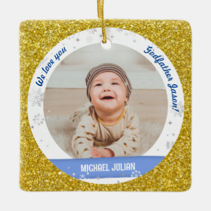 Ornement En Céramique Twins Boys Photos Parrain Premier Noël Bébé