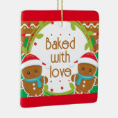 Ornement En Céramique Twins Jolly Gingerbread Hommes cuits avec amour (Droite)