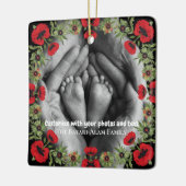Ornement En Céramique Two Photo Custom Text Red Poppies Free Palestine (Gauche)
