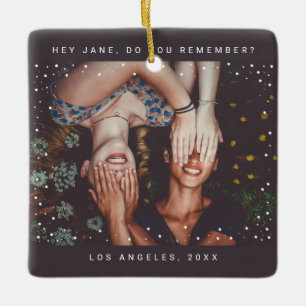 Ornement En Céramique Two Photo Friend Minimalist Holiday Keepsake