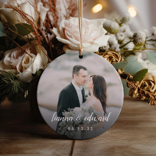 Ornement En Céramique Type élégant Photo Mariage personnalisée