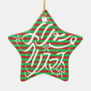 Ornement En Céramique Typographie étoilée Joyeux Noël et 8 autres langue