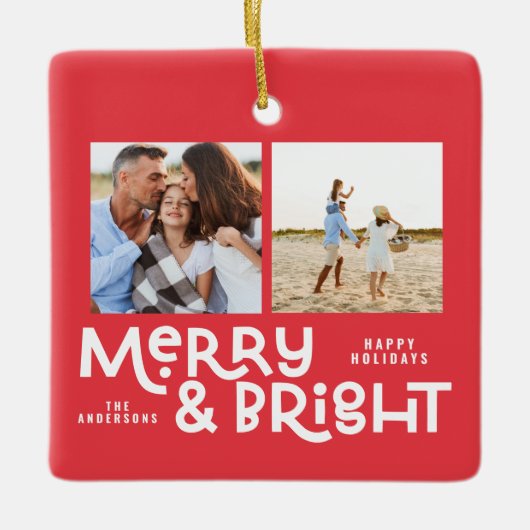 Ornement En Céramique Typographie minimale moderne 2 photo Noël (Devant)