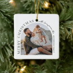 Ornement En Céramique Typographie moderne photo arche Noël<br><div class="desc">Design graphique minimaliste moderne abstrait de forme photo Noël design vacances. Audacieux sur la conception des tendances. Une partie d'une collection de vacances.</div>