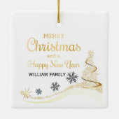 Ornement En Céramique Typographie or Elegante Joyeux Noël (Dos)