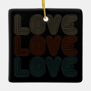 Ornement En Céramique Typographie simple d'amour rétro Valentine Ornem