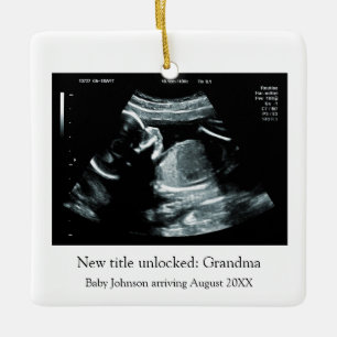 Ornement En Céramique Ultrasound Faire-part de grossesse - Grand-mère à 