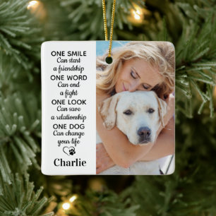 Ornement En Céramique Un Chien Personnalisé 2 Photo de Chien Amoureux de