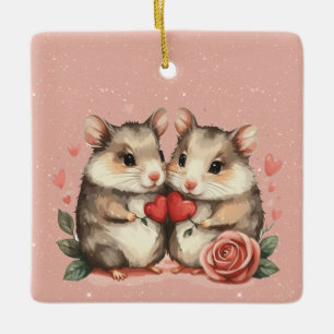 Ornement En Céramique Un couple de souris amoureux Valentine