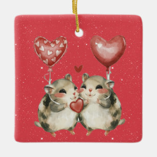 Ornement En Céramique Un couple de souris amoureux Valentine