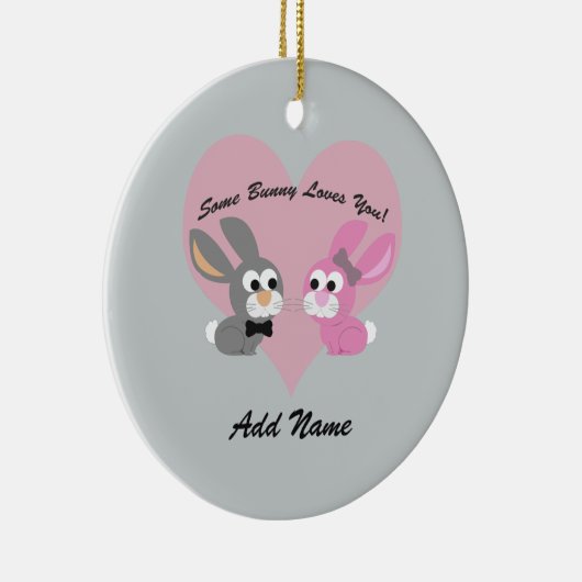 Ornement En Céramique Un lapin T'Aime ! (Droite)