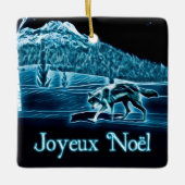 Ornement En Céramique Un loup sur la neige - Joyeux Noё l (Devant)