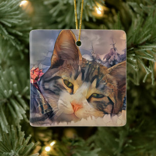 Ornement En Céramique Un Noël de chaton