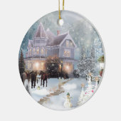 Ornement En Céramique Un ranch de Noël occidental (Gauche)