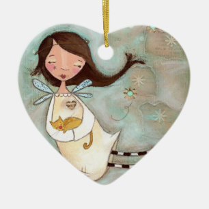 Ornement En Céramique Une aile et un ronronnement