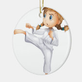 Ornement En Céramique Une fille courageuse faisant le karaté (Gauche)