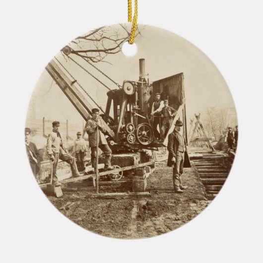 Ornement En Céramique Une grue de vapeur en fonction pendant le bâtiment (Devant)