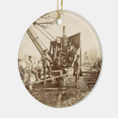 Ornement En Céramique Une grue de vapeur en fonction pendant le bâtiment (Gauche)