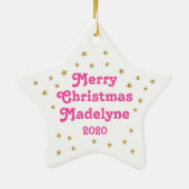 Ornement En Céramique Unicorn Fleurs de Parties scintillant Étoiles Pers (Dos)