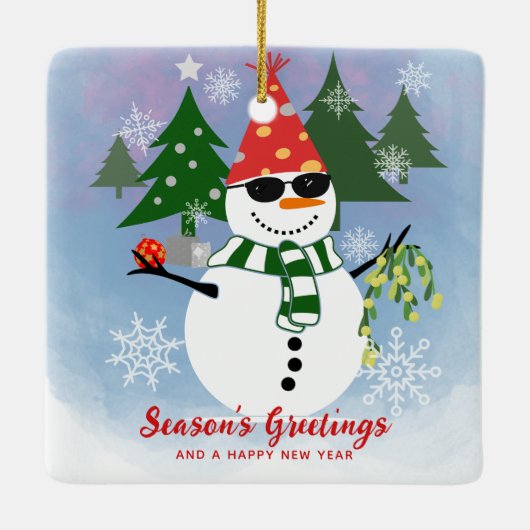 Ornement En Céramique Unique Moderne Funny Snowflakes Noël (Dos)