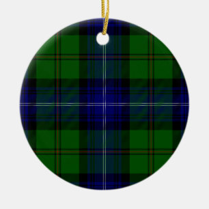Ornement En Céramique Urquhart tartan bleu vert plaid