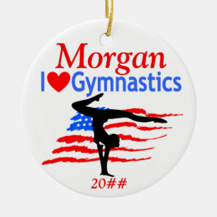ORNEMENT EN CÉRAMIQUE USA FLAG PERSONNALISÉ GYMNAST ORNAMENT