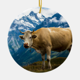 Ornement En Céramique Vache à Grindelwald - Alpes de Bernese - la Suisse