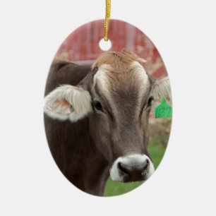 Ornement En Céramique Vache à Suisse Brown