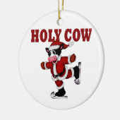 Ornement En Céramique Vache de Noël de patinage (Gauche)