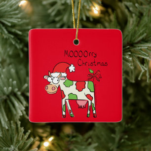 Ornement En Céramique Vache de Noël Mignons Enfants