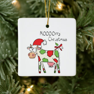 Ornement En Céramique Vache Noël Mignon Enfants