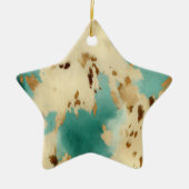 Ornement En Céramique Vachure d'or blanc turquoise (Devant)