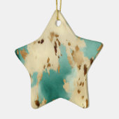 Ornement En Céramique Vachure d'or blanc turquoise (Gauche)