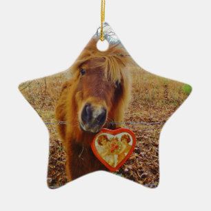 Ornement En Céramique Valentine Heart Miniature Brown Horse