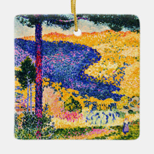 Ornement En Céramique Vallée vintage avec peinture de Fir