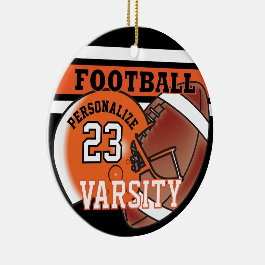 Ornement En Céramique Varsity Orange and Black Football (Droite)