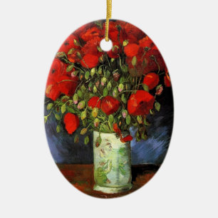 Ornement En Céramique Vase aux Coquelicots Rouges Vincent van Gogh