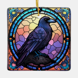 Ornement En Céramique Verre Éffrayant Raven